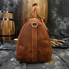 Cool Brown Leather Mens Weekender Bag Dark Coffee Travel Duffle Bag for Men