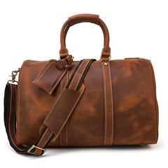 Cool Brown Leather Mens Weekender Bag Dark Coffee Travel Duffle Bag for Men