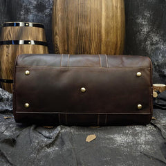 Cool Brown Leather Mens Weekender Bag Dark Coffee Travel Duffle Bag for Men