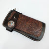 Cool Brown Leather Tooled Biker Wallet Handmade Dragon&Skull Biker Chain Wallet for Men