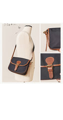 Vintage Black Nylon Leather Mens Small Messenger Bag Courier Bag Postman Bag for Men