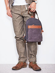 Canvas Mens Navy Sling Bag Sling Backpack One Shoulder Packs Chest Bags for men - imessengerbags