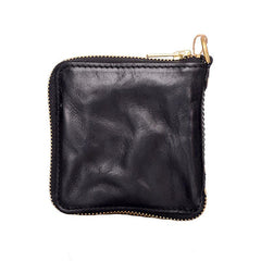 Cool Black Leather Mens billfold Biker Chain Wallet Coffee Bifold Zipper Biker Chain Wallet For Men - imessengerbags