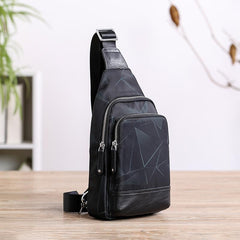 Cool Black Blue Nylon Men's Sling Bag Waterproof Chest Bag Canvas One shoulder Backpack Sling Pack For Men