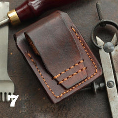 Cool Skull Brown Leather Mens Holster Zippo Lighter Cases Standard Zippo Lighter Holder Belt Clip For Men