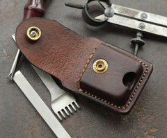 Cool Skull Brown Leather Mens Holster Zippo Lighter Cases Standard Zippo Lighter Holder Belt Clip For Men