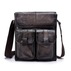 Cool Brown Leather Vertical Messenger Bag Men's Brown Side Bag Shoulder Bag Courier Bag For Men