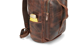 Vintage Mens Leather Barrel Backpack Barrel Travel Backpack Tan School Backpack For Men