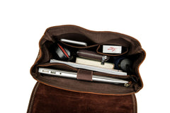 Cool Dark Brown Mens Leather College Backpack Laptop Backpack Red Brown Travel Backpack for Men