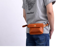 Cool Handmade Brown Leather Men Fanny Pack Hip Bag Bum Pack Waist Bag Chest Bag For Men