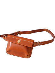 Cool Handmade Brown Leather Men Fanny Pack Hip Bag Bum Pack Waist Bag Chest Bag For Men