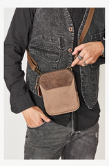 Cool Canvas Mens Mini Side Bag Small Vertical Messenger Bags Courier Bag for Men - imessengerbags