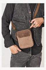 Cool Canvas Mens Mini Side Bag Small Vertical Messenger Bags Courier Bag for Men