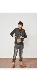 Cool Canvas Mens Mini Side Bag Small Vertical Messenger Bags Courier Bag for Men - imessengerbags