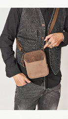 Cool Canvas Mens Mini Side Bag Small Vertical Messenger Bags Courier Bag for Men - imessengerbags