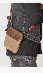 Cool Canvas Mens Mini Side Bag Small Vertical Messenger Bags Courier Bag for Men