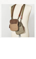 Cool Canvas Mens Mini Side Bag Small Vertical Messenger Bags Courier Bag for Men - imessengerbags