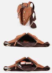 Cool Leather Fanny Pack Men's Brown Chest Bag Hip Bag Bum Bag Waist Bag For Men