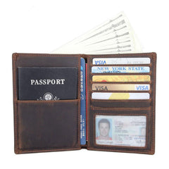 Cool Leather Long Wallet for Men Slim Bifold Wallet Passport Wallet Travel Wallet - imessengerbags