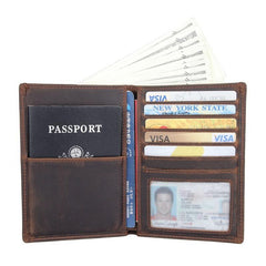 Cool Leather Long Wallet for Men Slim Bifold Wallet Passport Wallet Travel Wallet - imessengerbags