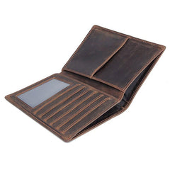 Cool Leather Long Wallet for Men Slim Bifold Wallet Passport Wallet Travel Wallet - imessengerbags