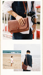 Cool Leather Mens Small Side Bag Leather Courier Bags Messenger Bags Side Bag for Men - imessengerbags