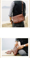 Cool Leather Mens Small Side Bag Leather Courier Bags Messenger Bags Side Bag for Men - imessengerbags