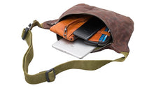 Cool Black Leather Men Chest Bag Waist Bags Coffee Fanny Pack Hip Bag One Shoulder Backpack For Men - imessengerbags