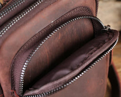 Cool Mens Leather Barrel Belt Pouch Mini Shoulder Bag Waist Bag Belt Phone Holster For Men - imessengerbags