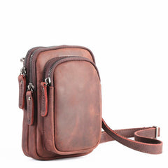 Cool Mens Leather Barrel Belt Pouch Mini Shoulder Bag Waist Bag Belt Phone Holster For Men