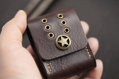 Cool Texas Star Black Leather Mens Zippo Lighter Cases Standard Zippo Lighter Holder Belt Loop For Men