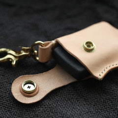 Cool Beige Keychain Leather Mens Zippo Lighter Cases With Belt Clip Lighter Holders For Men