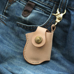 Cool Beige Keychain Leather Mens Zippo Lighter Cases With Belt Clip Lighter Holders For Men - imessengerbags