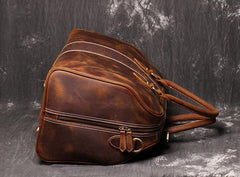 Cool Leather Men Large Brown Overnight Bag Travel Bag Weekender Bag For Men