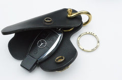 Cool Black Leather Biker Skull Car Key Holder Portable Motorcycle Key Holder For Men - imessengerbags
