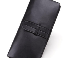 Cool Black Mens Leather Long Wallet Bifold Long Wallet for Men - imessengerbags