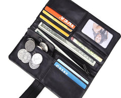 Cool Black Mens Leather Long Wallet Bifold Long Wallet for Men - imessengerbags