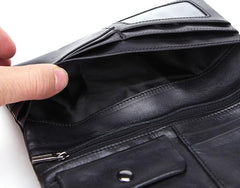 Cool Black Mens Leather Long Wallet Bifold Long Wallet for Men - imessengerbags