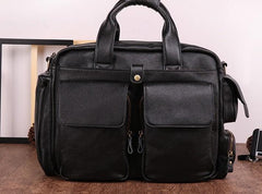 Cool Black Leather Men Large Overnight Bag Travel Bags Weekender Bags For Men