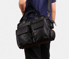 Cool Black Leather Men Large Overnight Bag Travel Bags Weekender Bags For Men