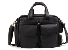 Cool Black Leather Men Large Overnight Bag Travel Bags Weekender Bags For Men