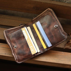 Cool Brown Leather Mens billfold Wallet Bifold SMall Wallet Black Front Pocket Wallet For Men