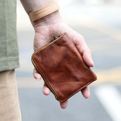 Cool Brown Leather Mens billfold Wallet Bifold SMall Wallet Black Front Pocket Wallet For Men - imessengerbags