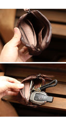 Cool Black Leather Mens Card billfold Wallet Coin Purse Wirstlet Zipper Small Wallet For Men