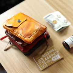 Cool Brown Leather Mens Card billfold Wallet Coin Holder Black Change Pouch For Men - imessengerbags
