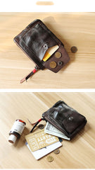 Cool Brown Leather Mens Card billfold Wallet Coin Holder Black Change Pouch For Men