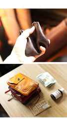 Cool Brown Leather Mens Card billfold Wallet Coin Holder Black Change Pouch For Men - imessengerbags