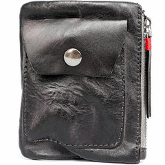 Cool Brown Leather Mens Card billfold Wallet Coin Holder Black Change Pouch For Men - imessengerbags