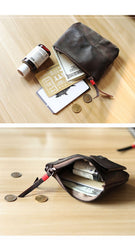 Cool Brown Leather Mens Card billfold Wallet Coin Holder Black Change Pouch For Men - imessengerbags