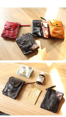 Cool Brown Leather Mens Card billfold Wallet Coin Holder Black Change Pouch For Men - imessengerbags